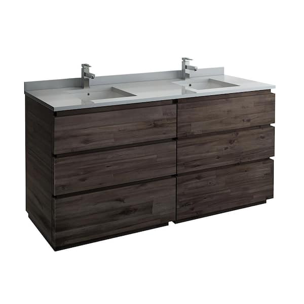 Fresca Formosa 72 In Modern Double Vanity Warm Gray With Quartz Stone Top White Basins Fcb31 3636aca Fc Cwh U Warm Gray With Quartz Stone Vanity Top, 58 Inch White Vanity Unit