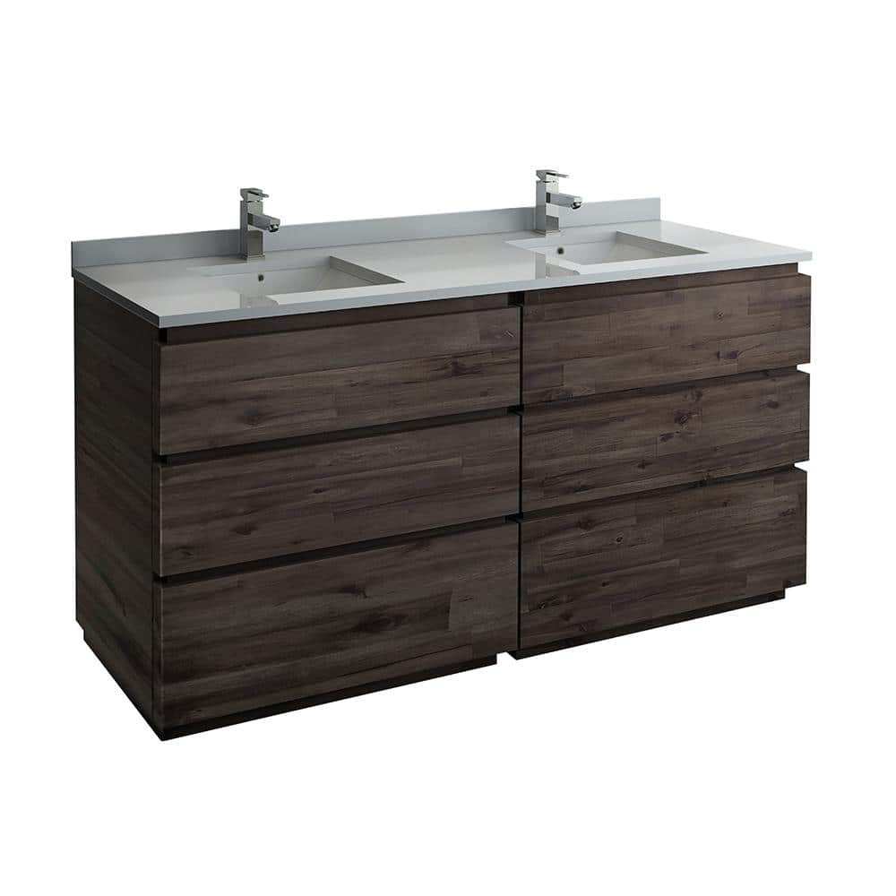 Fresca Formosa 70 in. W Modern Double Vanity Cabinet Only in Warm Gray