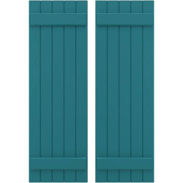 Ekena Millwork 17-1/2 in. W x 69 in. H Americraft 5-Board Exterior Real Wood Joined Board and Batten Shutters in Antigua
