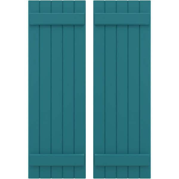 Ekena Millwork 17-1/2 in. W x 76 in. H Americraft 5 Board Exterior Real Wood Joined Board and Batten Shutters Antigua