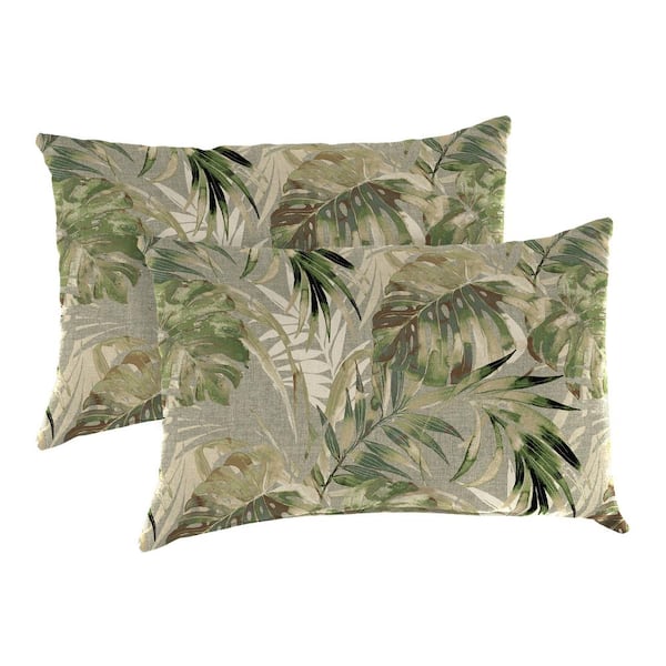 Jordan Manufacturing 12 in. L x 18 in. W x 4 in. T Rectangular Outdoor Lumbar Pillow in Kash Graham (2-Pack)