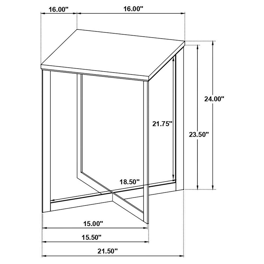 White Marble Top Square End Table with Black Metal Base