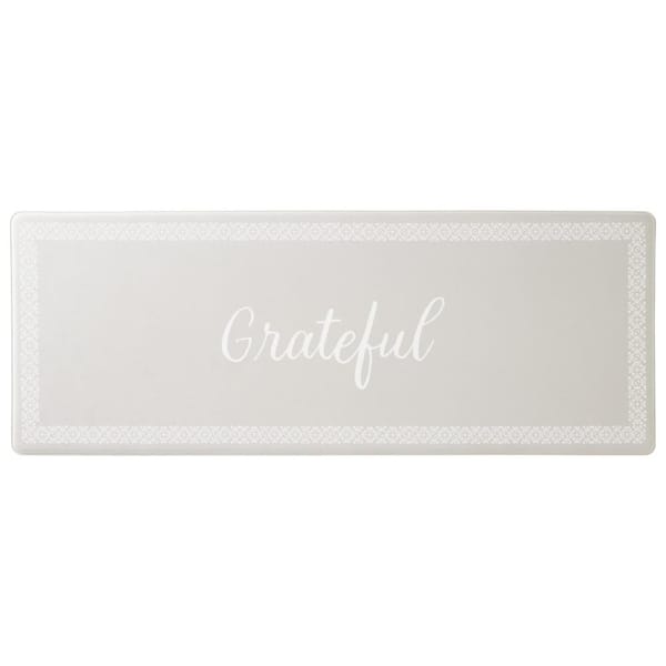 MARTHA STEWART Bloomfield Grateful Border 18 in. x 48 in. Grey Indoor Comfort Kitchen Mat
