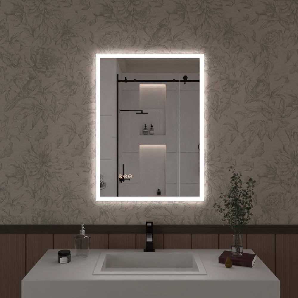 Hermitage Bath Musci 22 in. W x 30 in. H Rectangular Frameless LED Wall ...