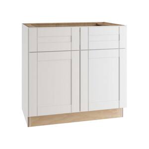 Washington Vesper White Plywood Shaker Stock Assembled Base Kitchen Cabinet Soft Close 36 in. x 34.50 in. x24 in.