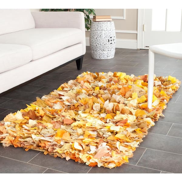 Rio Shag Gold/Multi Doormat 3 ft. x 5 ft. Solid Area Rug