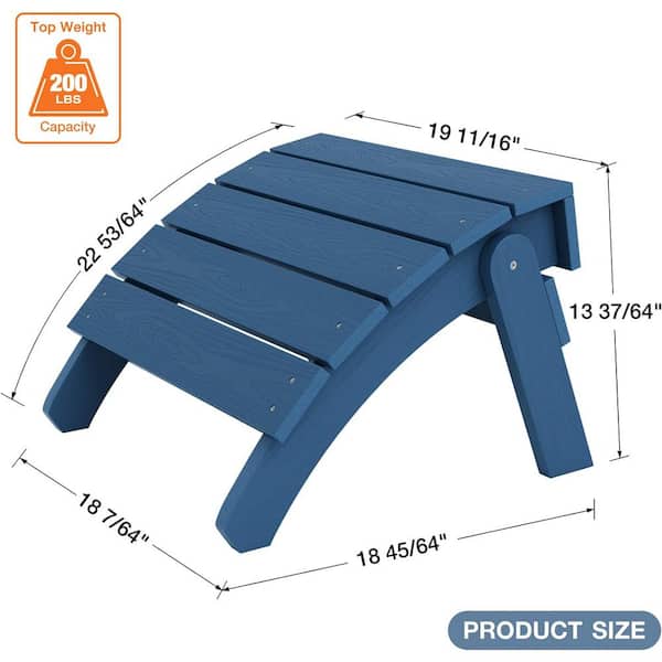 Navy Blue Plastic Classic Outdoor Folding Adirondack Ottoman
