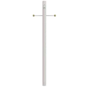 7 ft. White Outdoor Direct Burial Lamp Post with Cross Arm and Grounded Convenience Outlet fits 3 in. Post Top Fixtures