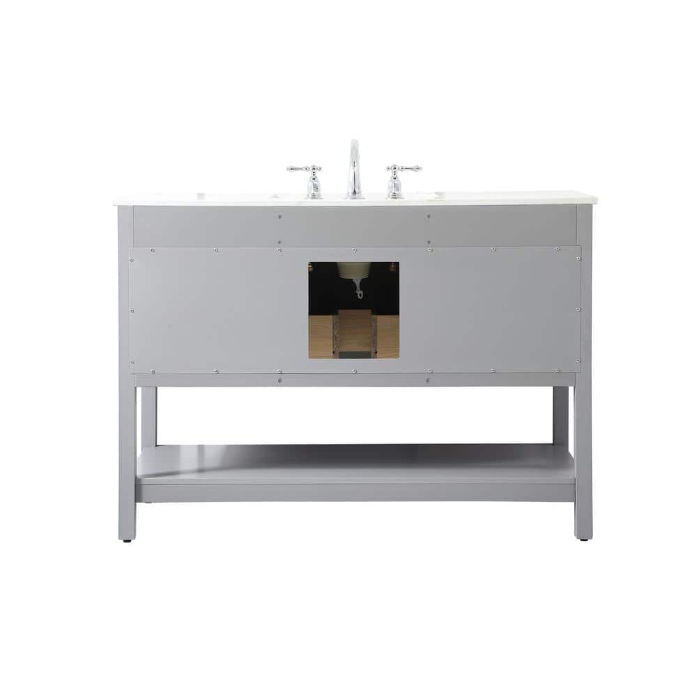 Gray MDF Single Bathroom Vanity with Calacatta White Marble Top