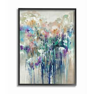 24 in. x 30 in. "Dripping Blue and Purple with Soft Neutrals Abstract " by K. Nari Framed Wall Art