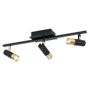Tomares 1 ft. 3-Light Black/Brass Integrated LED Fixed Track Lighting Kit