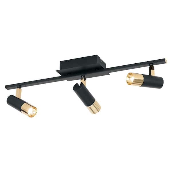 Eglo Tomares 1 ft. 3-Light Black/Brass Integrated LED Fixed Track Lighting Kit