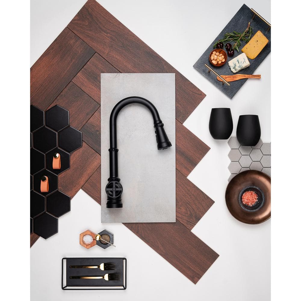 Sleek 17" Chrome Transitional Kitchen Faucet with Pull-out Spray