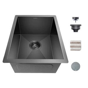 Black Stainless Steel 14 in. Single Bowl Drop-In Kitchen Sink