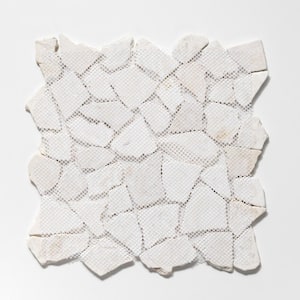 Fit Tile White 11 in. x 11 in. x 9.5 mm Indonesian Marble Mesh-Mounted Mosaic Tile (9.28 sq. ft. / case)