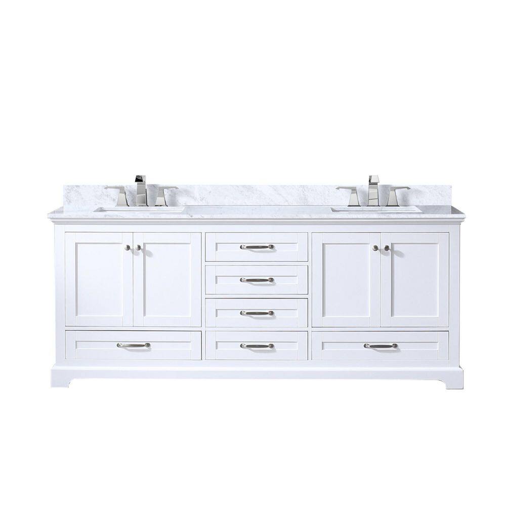Dukes 80 in. W x 22 in. D White Double Bath Vanity with Carrara Marble Top, and Faucet Set price history on PriceWatchPro