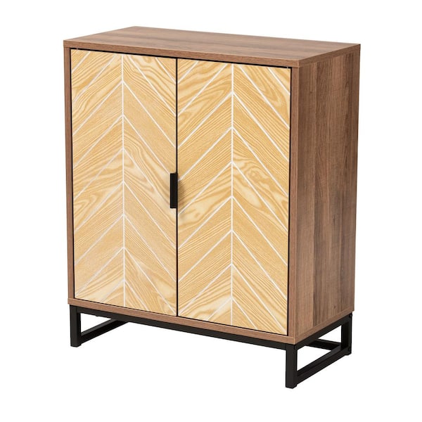 Baxton Studio Josephine Walnut and Oak Brown Storage Cabinet