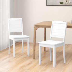 34 in. Height White Solid Wood Side Chair Armless Dining Chair with Rubber Wood Legs Curved Backrest (Set of 2)