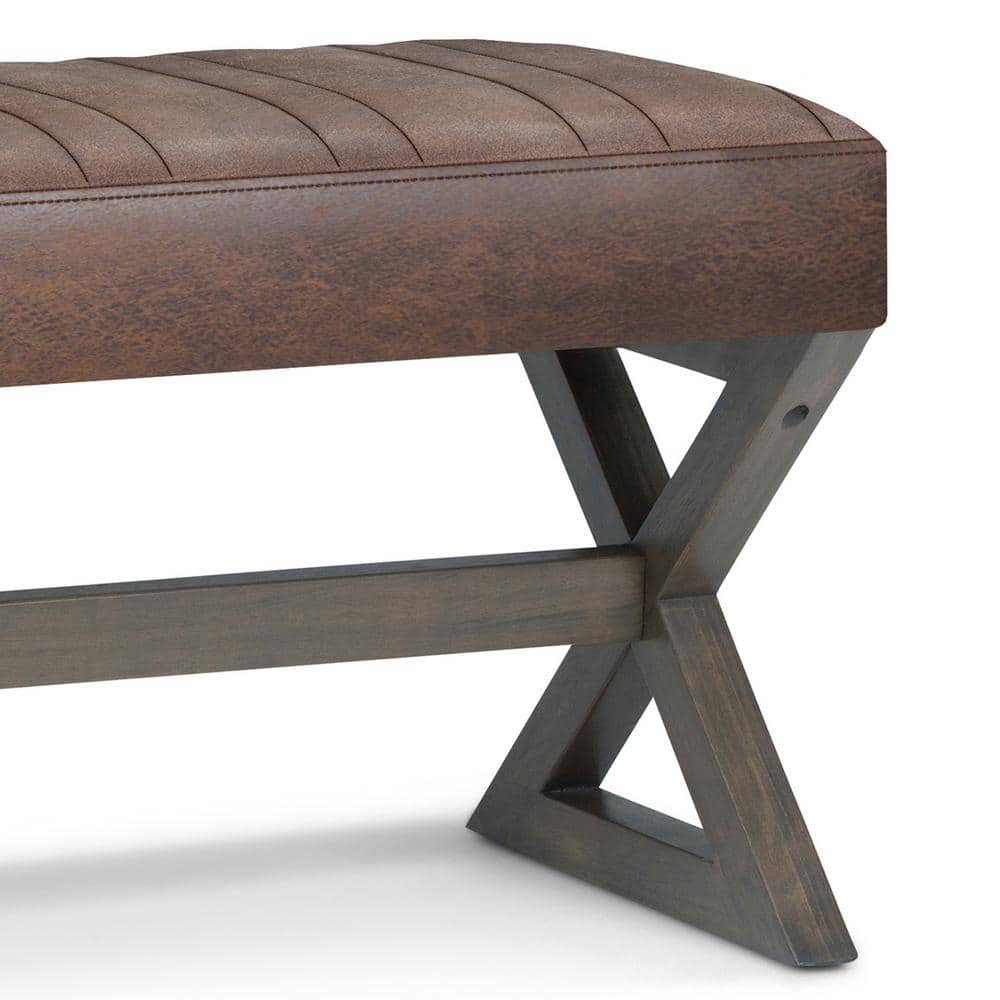 Salinger 48" Chestnut Brown Faux Leather Ottoman Bench