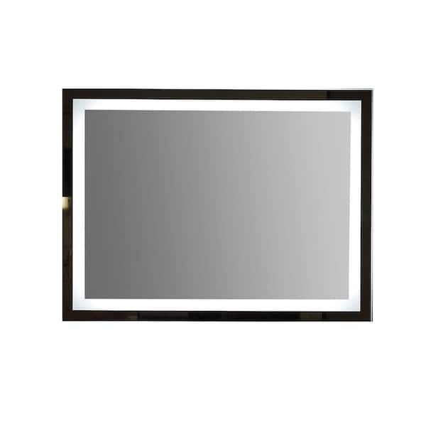 HOMEMYSTIQUE 32 in. W x 24 in. H Large Rectangular Frameless LED Light Wall Mounted Bathroom Vanity Mirror in Polished Crystal