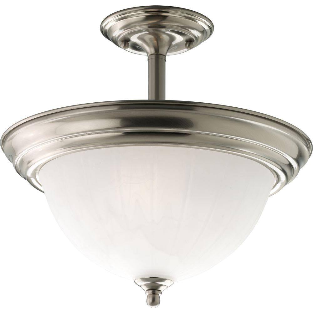 2-Light Brushed Nickel Semi-Flush Mount