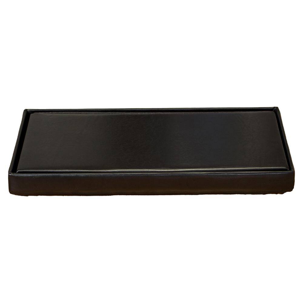 Black Faux Leather Collapsible Storage Ottoman with Tufted Top