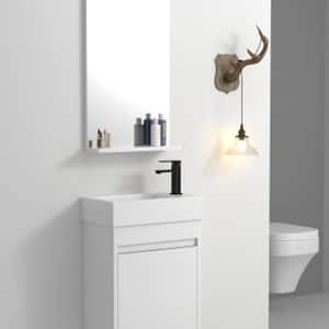18 " W Bathroom Vanity in White Straight Grain with Resin Basin Vanity Top in White with White Basin