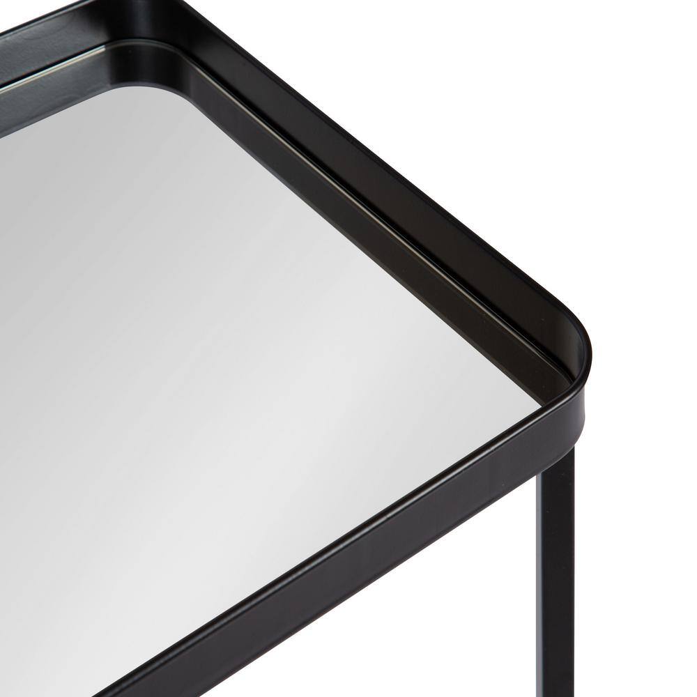 Celia 26'' Black Metal and Mirrored Glass Modern Side Table
