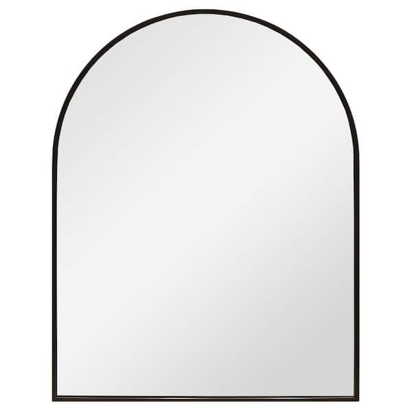 Mirrorize Canada 28 in. x 36 in. Premium Modern Arch Mirror, with Black Iron Frame Finish