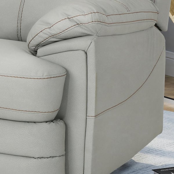 Noble House Elodie 40 in. Width Big and Tall Light Gray Faux Leather Power  Reclining Wall Hugger Recliner 42127 - The Home Depot
