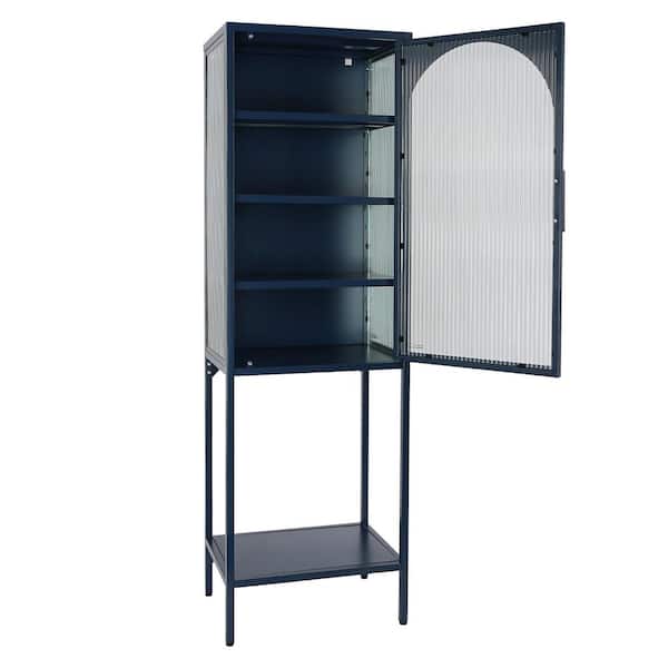 Unbranded 19.7 in. W x 13.8 in. D x 63 in. H Bathroom Blue Linen Cabinet