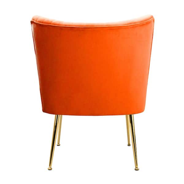 Trinity 25 in. Orange Velvet Channel Tufted Accent Chair
