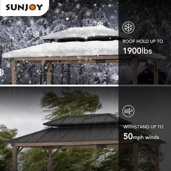 Sunjoy 8 ft. x 12 ft. Hammered Brown Churchill Cedar Framed Grill