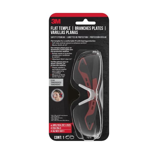 Flat Temple Eyewear Anti-Scratch, Black/Red with Clear Lens