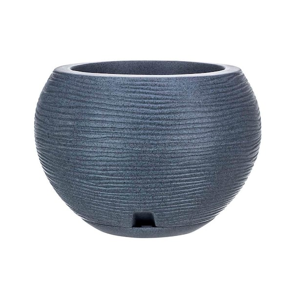 FLORIDIS Florence Small Dark Grey Plastic Resin Indoor and Outdoor Planter Bowl