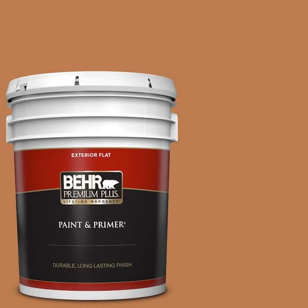 BEHR PREMIUM PLUS 5 gal. #260D-6 Chai Spice Flat Exterior Paint & Primer