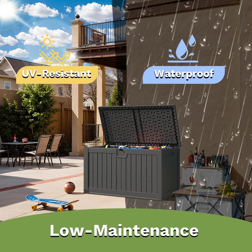 Patiowell Black 230 Gallon Lockable Resin Deck Box