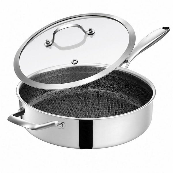 5 qt. Stainless Steel Non Stick Saute Pan with Lid, Induction Cooking Pan, Dishwasher and Oven Safe