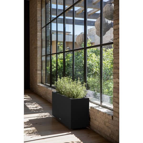 Long Box 32 in. Black Plastic Rectangular Planter