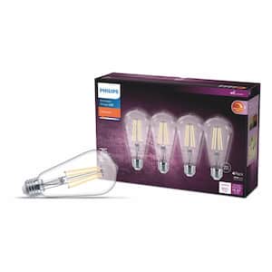 75-Watt Equivalent ST19 Clear Glass Dimmable E26 Vintage Edison LED Light Bulb Soft White with Warm Glow 2700K (4-Pack)