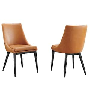 Viscount Tan Dining Side Chair Vinyl Set of 2