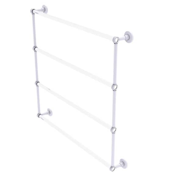 Allied Brass Clearview 36 in. 4-Tier Ladder Towel Bar with Groovy Accents in Matte White