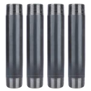 1-1/4 in. x 8 in. Black Industrial Steel Grey Plumbing Nipple (4-Pack)