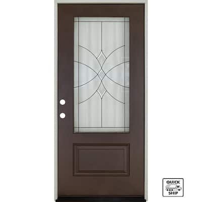 Regency 36 in. x 80 in. Right-Hand 3/4 Lite Radiance Decorative Glass Prefinished Russet F — Home Depot clearance