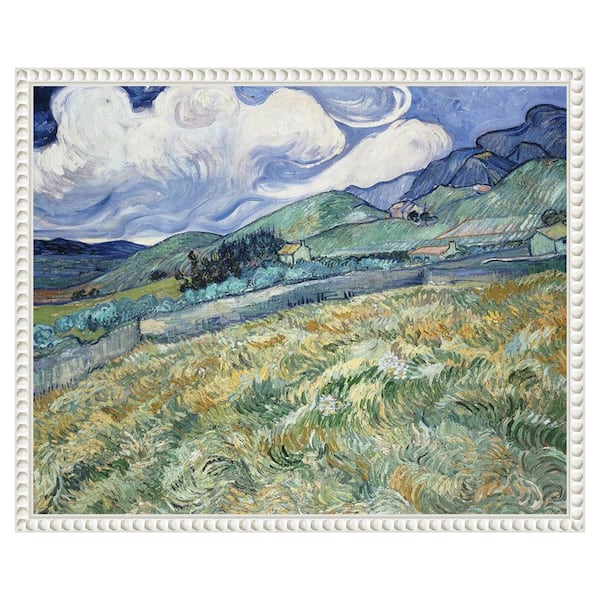 Van Gogh Landscapes with Clouds II by Vincent van Gogh 20 in. W x 16 in. H. Canvas Wall Art Print Framed in White