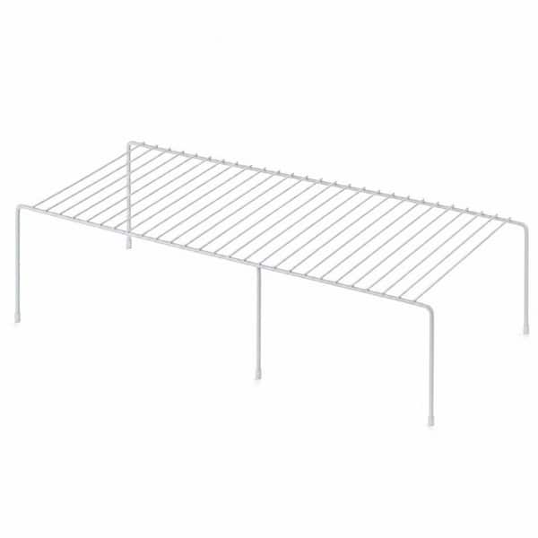 Expandable Cabinet Storage Shelf Organizer with Rustproof Metal Wire, Adjustable Spice Rack for Fridge and Pantry, White