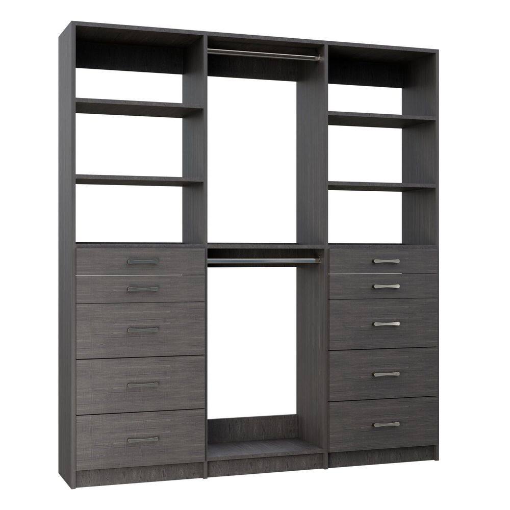 Alto Collection 93 in. W Grey Tower System 2 5-Drawer and Double Hang 13-Shelf Wood Closet System price history on PriceWatchPro