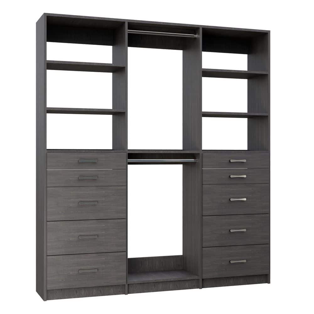 Alto Collection 97.5 in. W Grey Tower System 2 5-Drawer and Double Hang 13-Shelf Wood Closet System price history on PriceWatchPro
