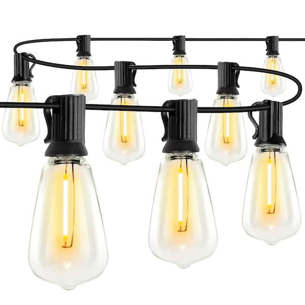 25-Light 50 ft. Plug-in Indoor/Outdoor Plug in Integrated LED Patio Edison String-Light Shatterproof 2700K Warm White