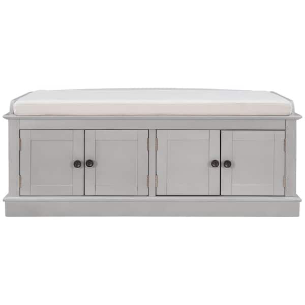 Harper & Bright Designs Gray Wash Entryway Storage Bench, Dining